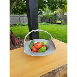 Vintage Aluminum Basket, Hand Forged, Wedding Basket, Lovers Knot, Fruit Grapes
